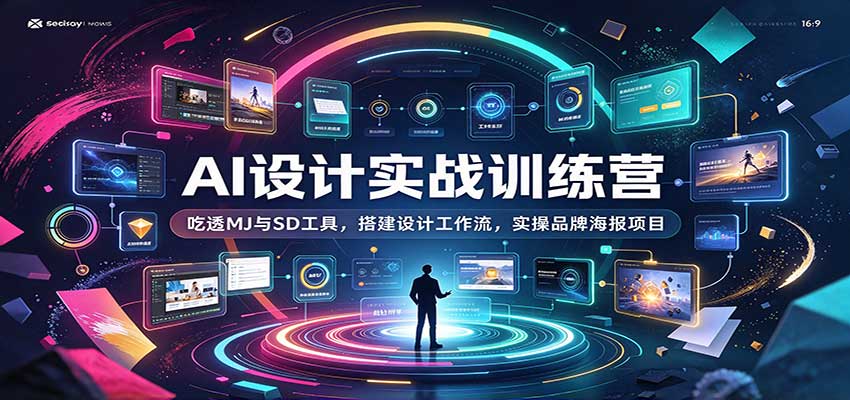AI设计实战训练营：吃透MJ与SD工具，搭建设计工作流，实操品牌海报项目-赛德副业库