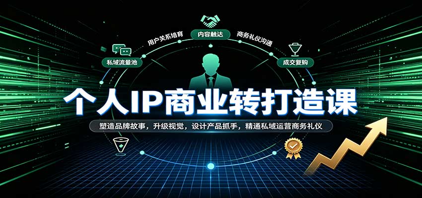 个人IP商业打造课:塑造品牌故事,升级视觉,设计产品抓手,精通私域运营商务礼仪-赛德副业库