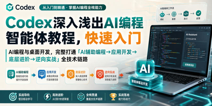 Codex深入浅出AI编程智能体教程，快速入门AI编程与桌面开发，打通「AI辅助编程→应用开发→底层进阶→逆向实战」全技术链路-赛德副业库