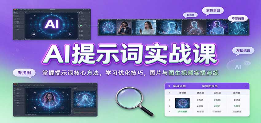 AI提示词实战课:掌握提示词核心方法,学习优化技巧,图片与图生视频实操演练-赛德副业库