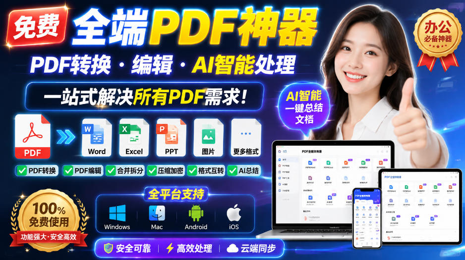 免费全端PDF神器,PDF转换·编辑·AI智能处理,一站式解决所有PDF需求!-赛德副业库