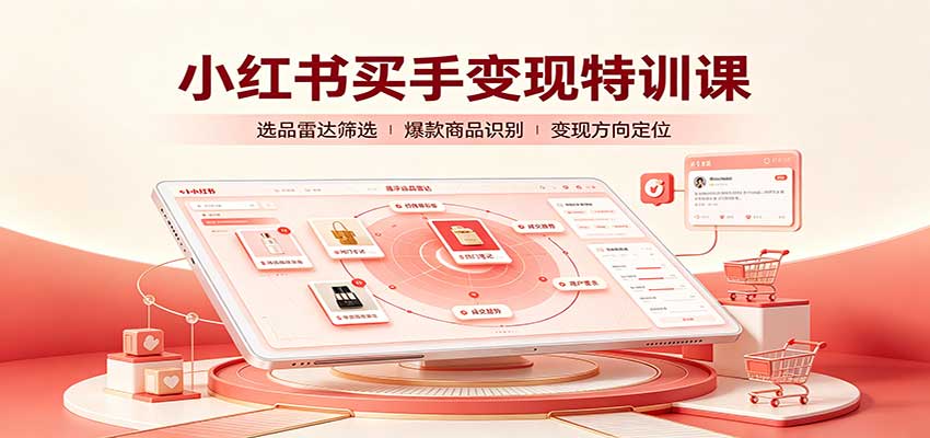 小红书买手变现特训课:账号定位养号起号,选品挂车,笔记标题封面全套教学-赛德副业库