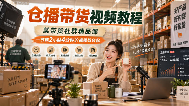 仓播带货视频教程,某带货社群精品课,一节课2小时4分钟的视频教会你-赛德副业库