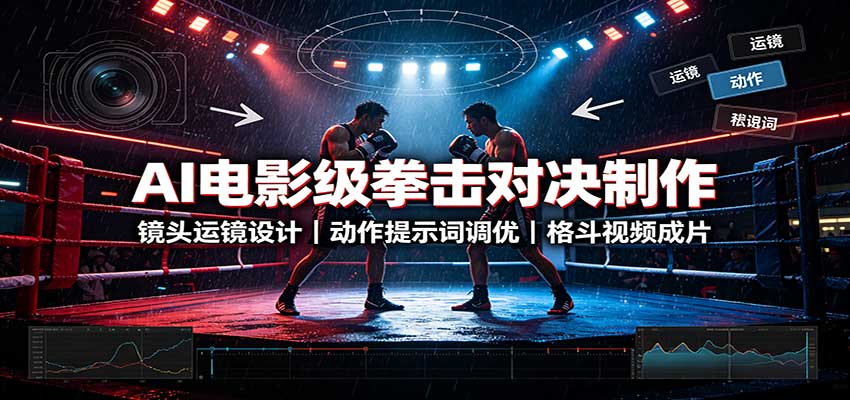 AI电影级拳击对决制作:镜头运镜设计,动作提示词调优,格斗视频成片-赛德副业库