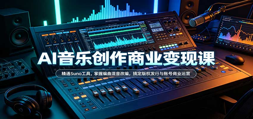 AI音乐创作商业变现课:精通Suno工具,掌握编曲混音改编,搞定版权发行与账号商业运营-赛德副业库