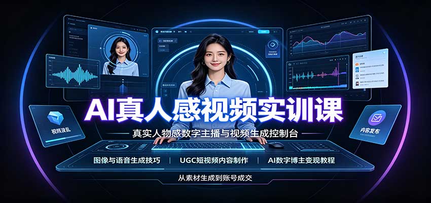 AI真人感视频实训课:图像语音生成,UGC内容制作,AI数字博主变现教程-赛德副业库