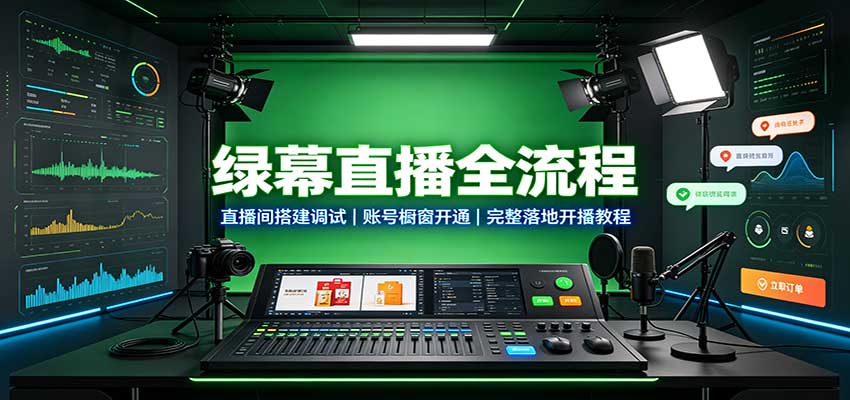 绿幕直播全流程:直播间搭建调试,账号橱窗开通,完整落地开播教程-赛德副业库