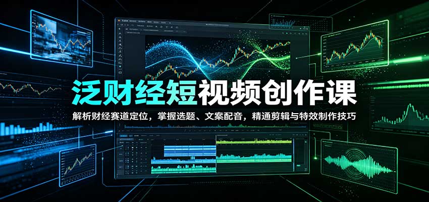 泛财经短视频创作课：解析财经赛道定位，掌握选题、文案配音，精通剪辑与特效制作技巧-赛德副业库