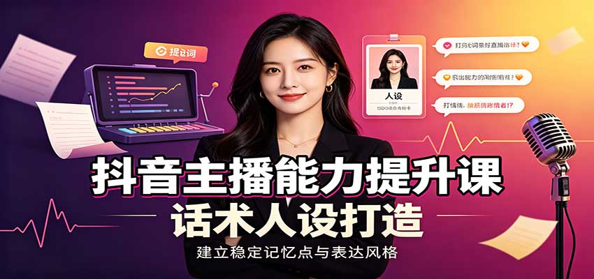 抖音主播能力提升课：账号底层逻辑，直播间搭建调试，话术人设打造全套教学-赛德副业库