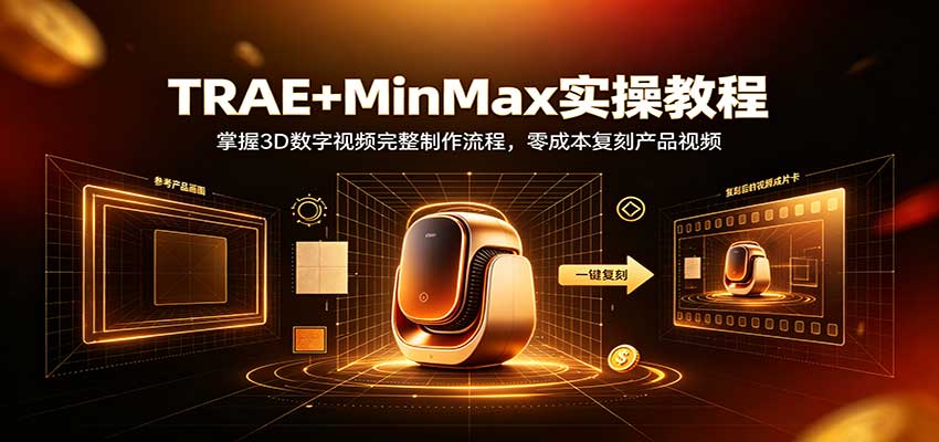 TRAE+MinMax实操教程:掌握3D数字视频完整制作流程,零成本复刻产品视频-赛德副业库