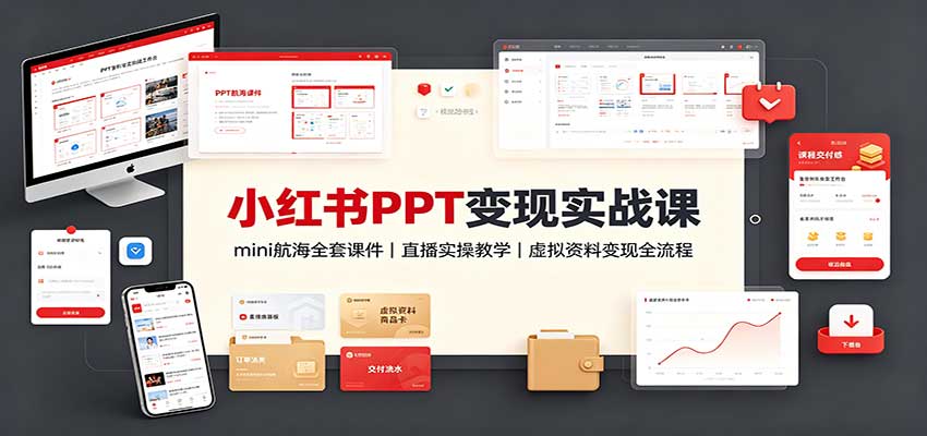 小红书PPT变现实战课:mini航海全套课件+直播实操教学,虚拟资料变现全流程-赛德副业库