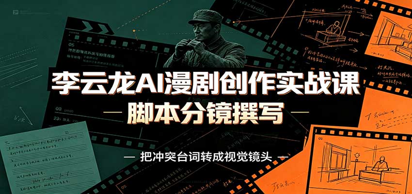 李云龙AI漫剧创作实战课:角色人设还原,脚本分镜撰写,AI漫剧成片完整制作教学-赛德副业库