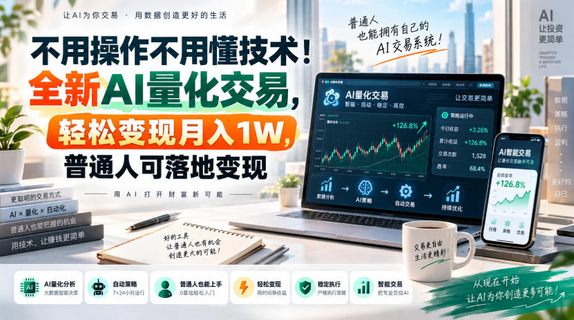 不用操作不用懂技术!全新AI量化交易,轻松变现月入1W,普通人可落地变现!【揭秘】-赛德副业库