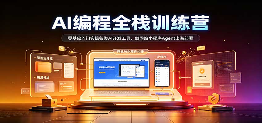 AI编程全栈训练营::零基础入门实操各类AI开发工具,做网站小程序Agent出海部署-赛德副业库
