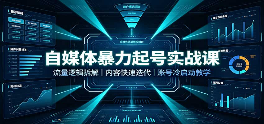 自媒体暴力起号实战课：流量逻辑拆解，内容快速迭代，账号冷启动教学-赛德副业库