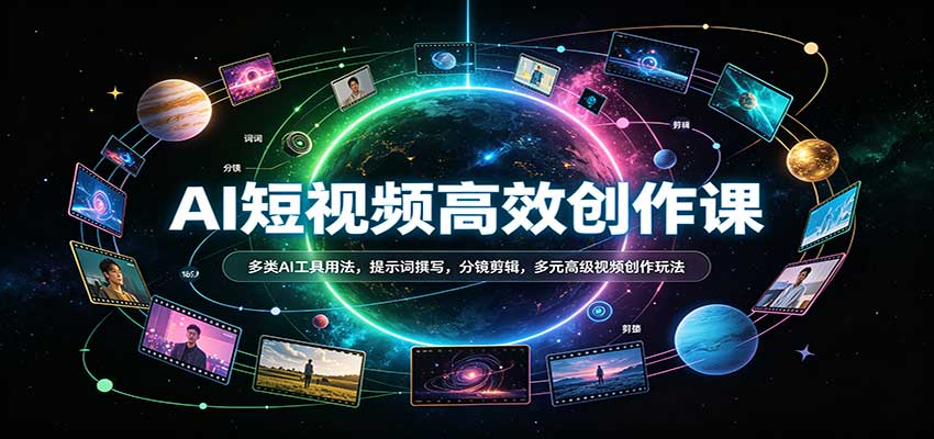 AI短视频高效创作课:多类AI工具用法,提示词撰写,分镜剪辑,多元高级视频创作玩法-赛德副业库