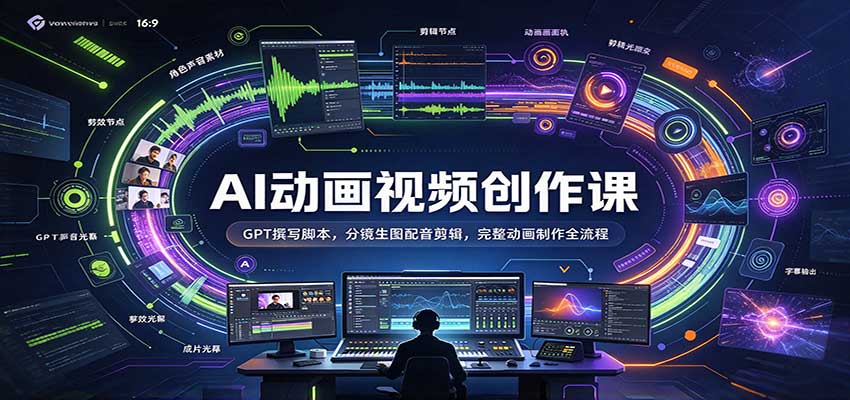 AI动画视频创作课:GPT撰写脚本,分镜生图配音剪辑,完整动画制作全流程-赛德副业库