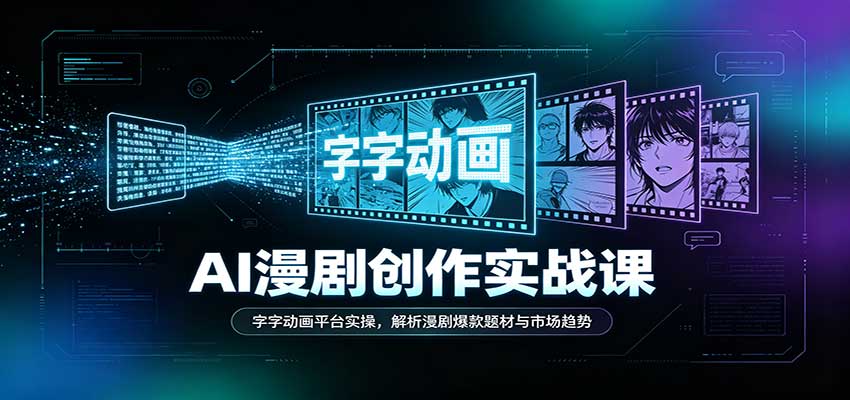 AI漫剧创作实战课：字字动画平台实操，解析漫剧爆款题材与市场趋势-赛德副业库