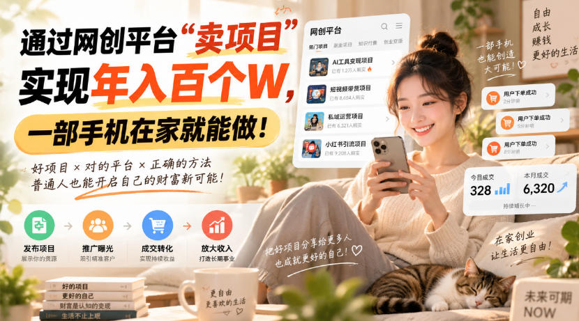 靠卖网创项目变现,一年拿下百万收益!一台手机就能操作!-赛德副业库