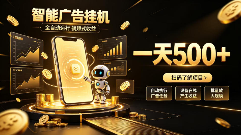 智能广告挂G项目,无需人工值守,全自动躺賺增收,单日收益可达500+【揭秘】-赛德副业库