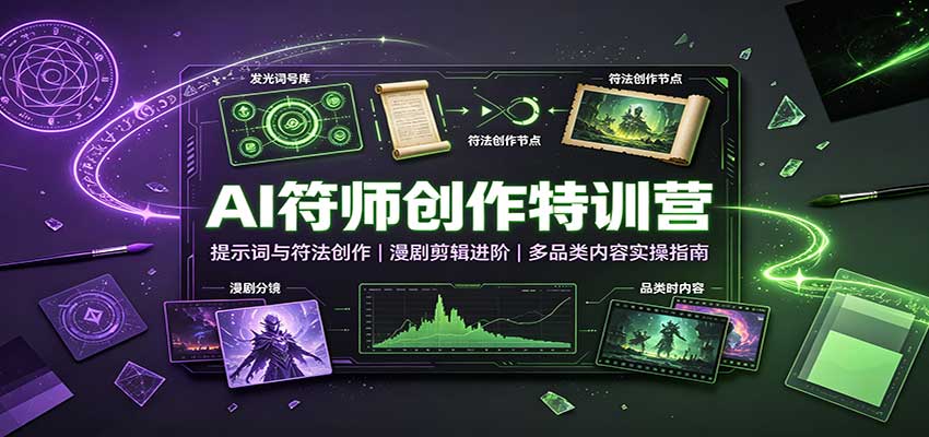 AI符师创作特训营:提示词与符法创作,漫剧剪辑进阶,多品类内容实操指南-赛德副业库
