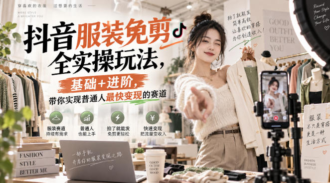 抖音服装免剪全实操玩法,基础+进阶,带你实现普通人最快变现的赛道-赛德副业库