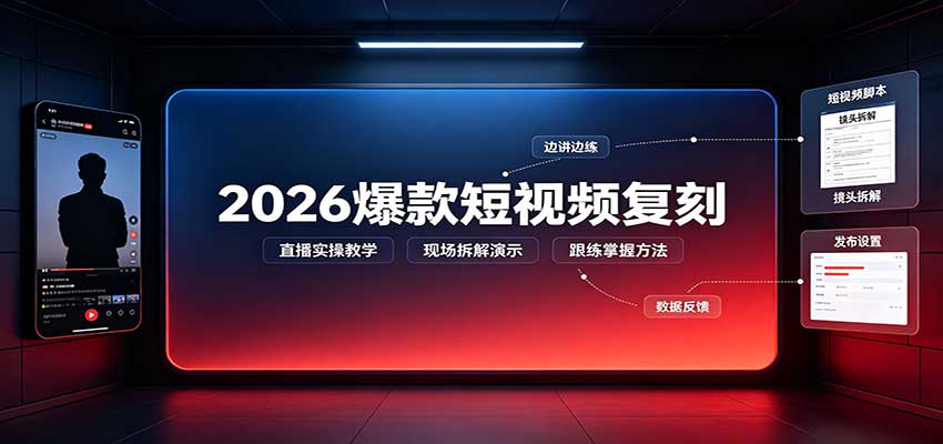 2026爆款短视频复刻:直播实操教学,配套文字文档掌握全流程-赛德副业库