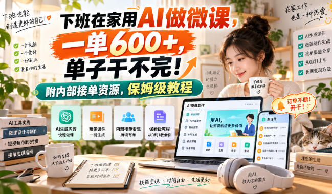 下班在家用AI做微课,一单600+,单子干不完!附内部接单资源,保姆级教程【揭秘】-赛德副业库
