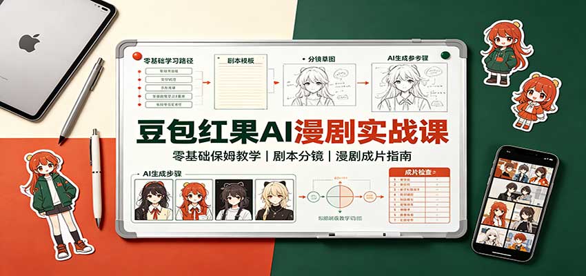 豆包红果AI漫剧实战课:零基础保姆教学,剧本分镜,漫剧成片指南-赛德副业库