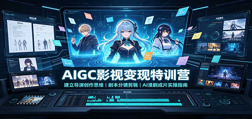 AIGC影视变现特训营:建立导演创作思维,剧本分镜剪辑,AI漫剧成片实操指南-赛德副业库
