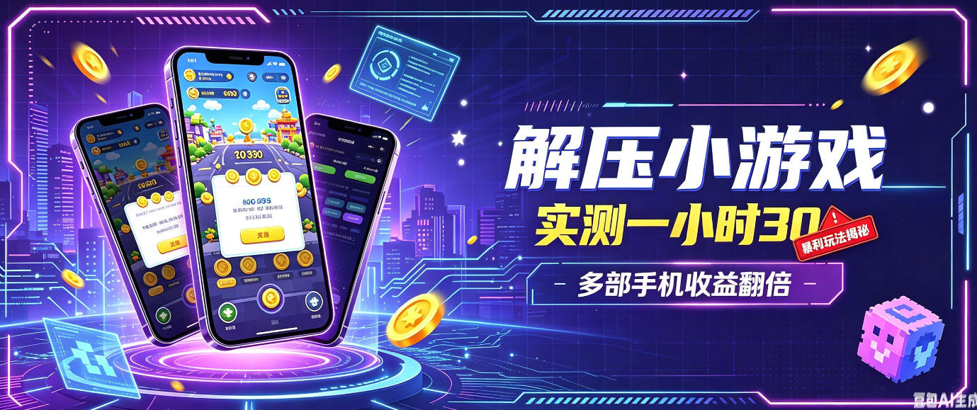 小游戏全流程玩法，实测一小时搞30，简单无脑解压，当天做当天就能看到进账，直接冲就行【揭秘】-赛德副业库