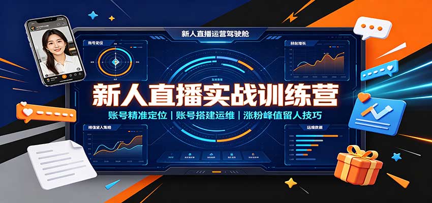 新人直播实战训练营:账号精准定位,账号搭建运维,涨粉峰值留人技巧-赛德副业库