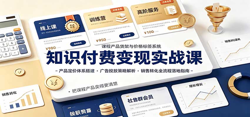 知识付费变现实战课:产品定价体系搭建,广告投放,销售转化全流程落地指南-赛德副业库