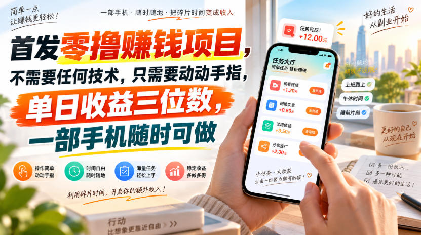 首发零撸賺钱项目,不需要任何技术,只需要动动手指,单日收益三位数,一部手机随时可做【揭秘】-赛德副业库