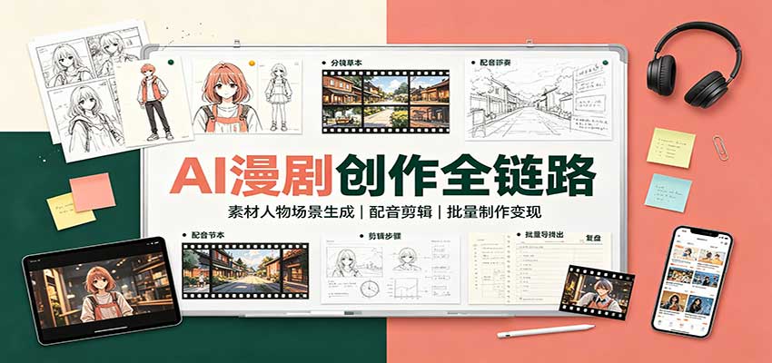 AI漫剧创作全链路：素材人物场景生成，配音剪辑，批量制作变现-赛德副业库