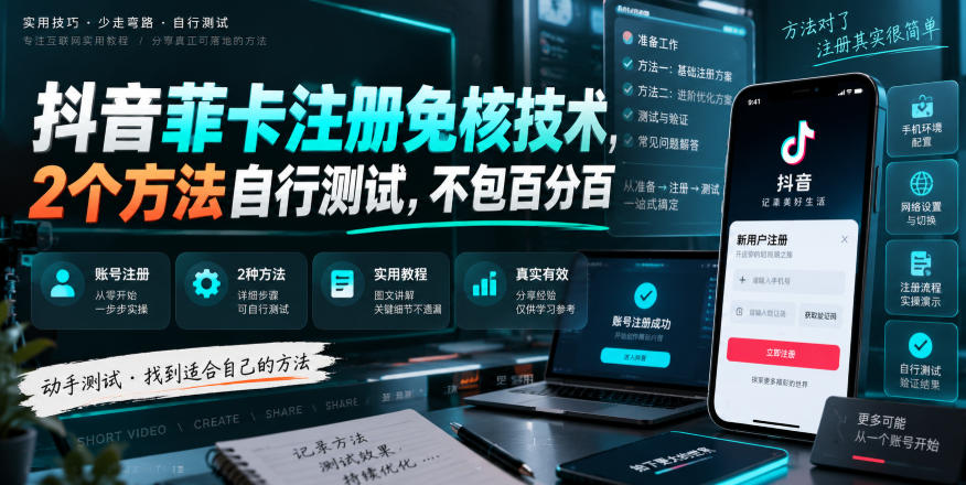 抖音菲卡注册免核技术，2个方法自行测试，不包百分百-赛德副业库