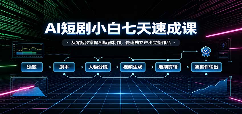AI短剧小白七天速成课：从零起步掌握AI短剧制作，快速独立产出完整作品-赛德副业库