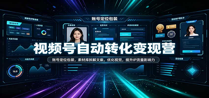 视频号自动转化变现营:账号定位包装,素材库拆解文案,优化视觉,提升IP流量影响力-赛德副业库