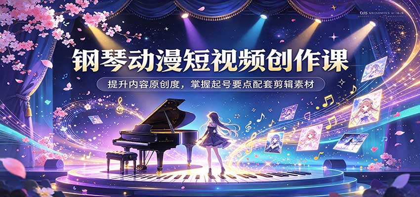 钢琴动漫短视频创作课:提升内容原创度,掌握起号要点配套剪辑素材-赛德副业库