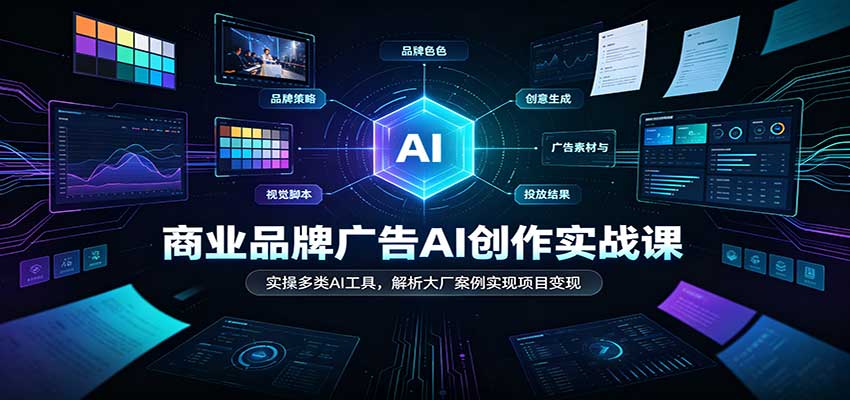 商业品牌广告AI创作实战课:实操多类AI工具,解析大厂案例实现项目变现-赛德副业库