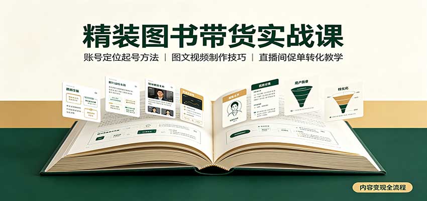 精装图书带货实战课:账号定位起号方法,图文视频制作,促单转化教学-赛德副业库
