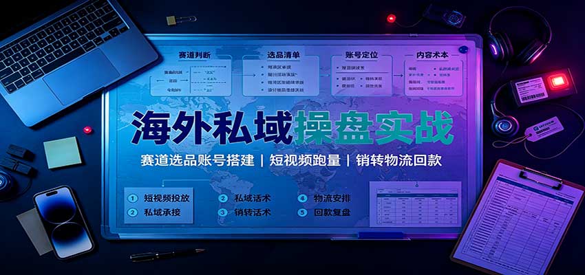海外私域操盘实战：赛道选品账号搭建，短视频跑量，销转物流回款-赛德副业库
