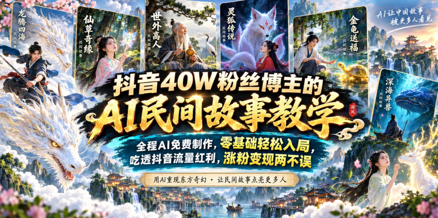 抖音40W粉丝博主的AI民间故事教学,全程AI免费制作,零基础轻松入局,吃透抖音流量红利,涨粉变现两不误-赛德副业库
