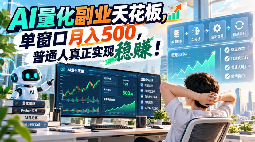 AI量化副业天花板,单窗口月入500,普通人真正实现稳賺!【揭秘】-赛德副业库