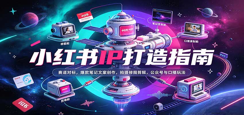 小红书IP打造指南:赛道对标,爆款笔记文案创作,拍摄修图剪辑,公众号与口播玩法-赛德副业库