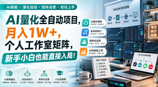 AI量化全自动项目,月入1W+,个人工作室矩阵,新手小白也能直接入局!【揭秘】-赛德副业库