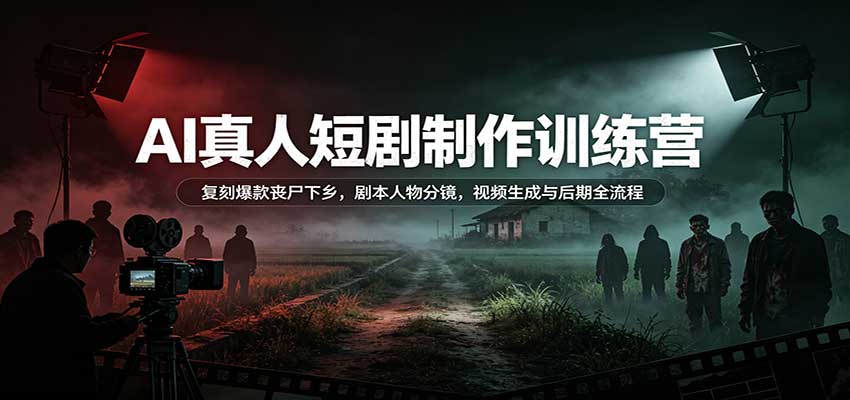 AI真人短剧制作训练营：复刻爆款丧尸下乡，剧本人物分镜，视频生成与后期全流程-赛德副业库