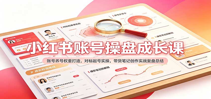 小红书账号操盘成长课:账号养号权重打造,对标起号实操,带货笔记创作实战复盘总结-赛德副业库