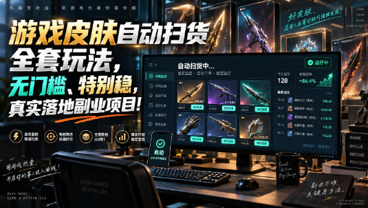 游戏皮肤自动扫货全套玩法,无门槛、特别稳,真实落地副业项目!【揭秘】-赛德副业库