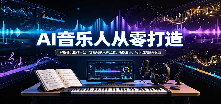 AI音乐人从零打造:解析各大创作平台,实操写歌人声合成,版权发行,写词引流账号运营-赛德副业库